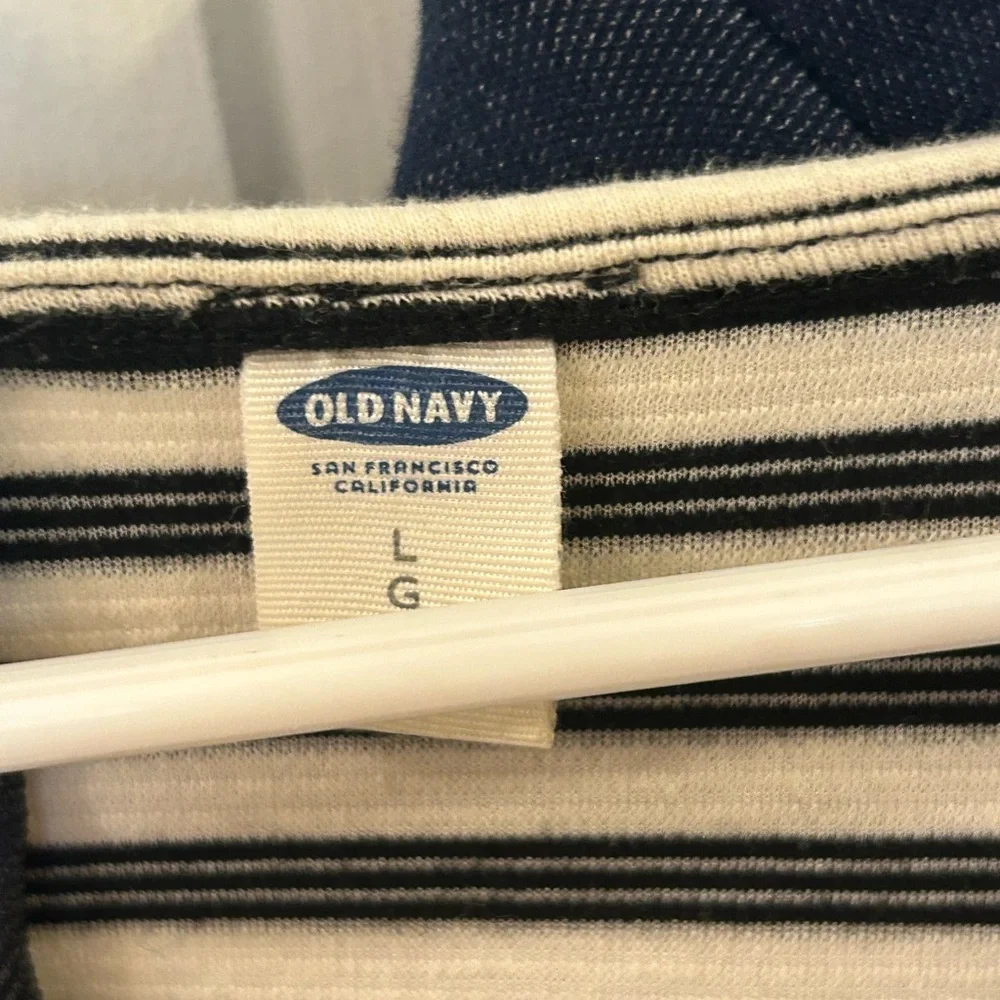 Old Navy bundle Striped Black and White & Denim Dresses size Large - Picture 2 of 11